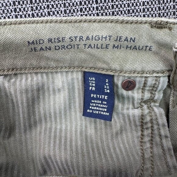 Lands End Womens Mid Rise Straight Leg Jeans Size 2P Khaki - Picture 4 of 13